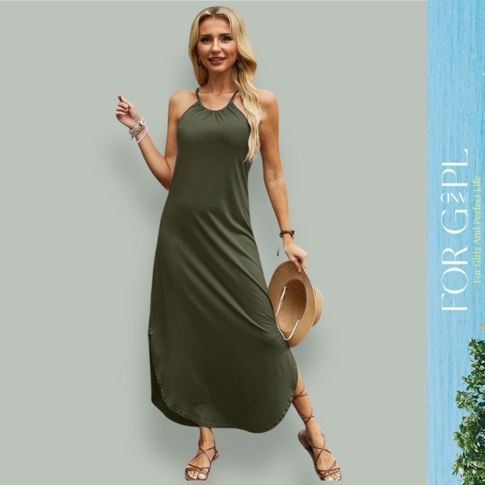 For‎ G and PL Olive Maxi Dress, Size M, MSRP $29